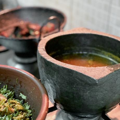 Soup in a Soapstone pot