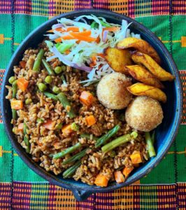 Vegan food in Dubai - jollof rice - Veghana